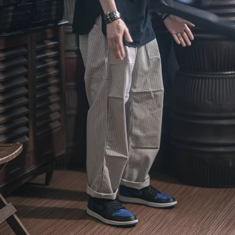 Casual Striped Work Pants V0418