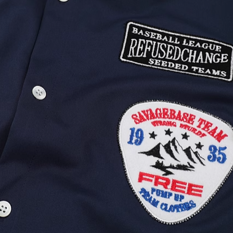 Retro Embroidered Patchesl Shirt V0553