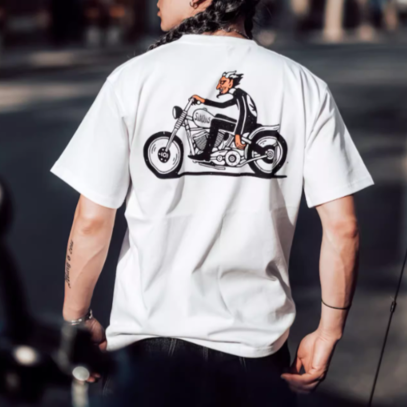 Oversized retro bike logo T-shirt V0502