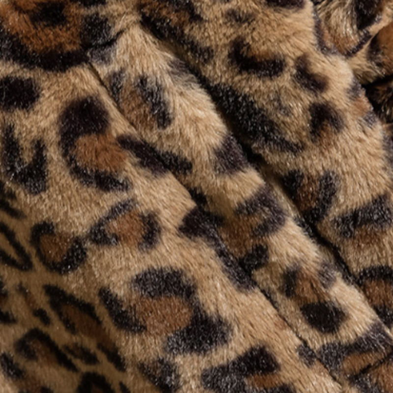 Leopard print hooded fleece jacket V0796