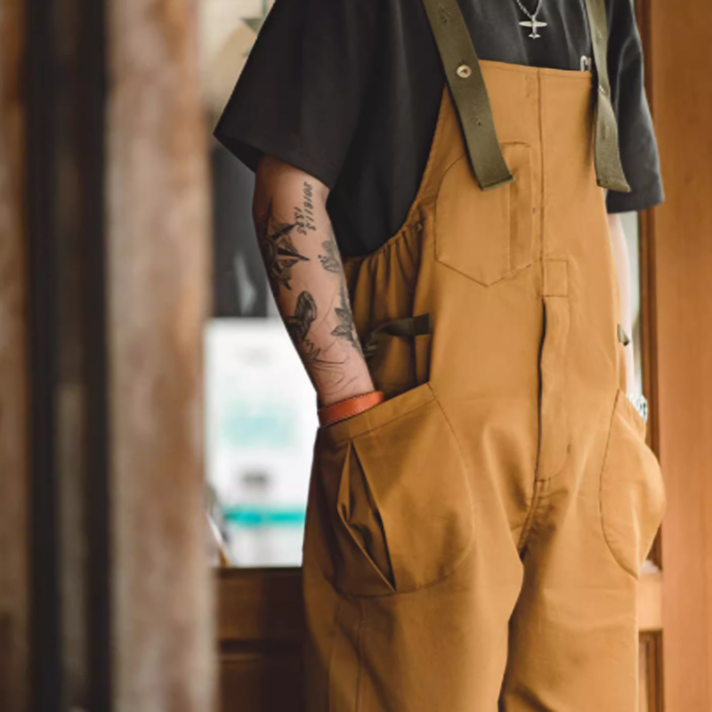 American retro loose overalls V0446