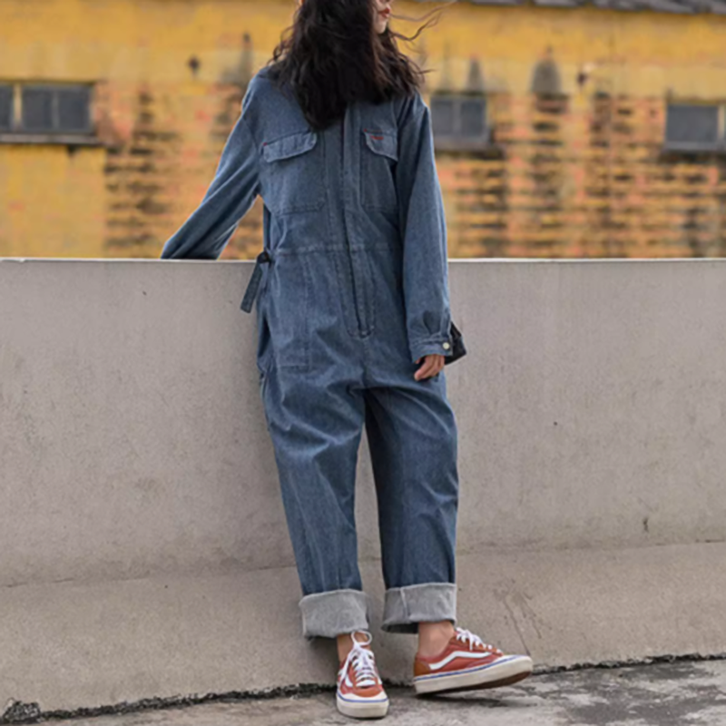 Retro Stretch Denim Jumpsuit V0620