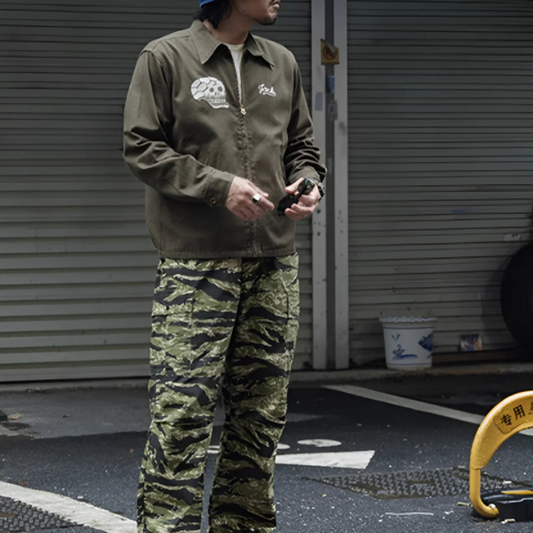 American retro snake skull embroidered jacket V0421