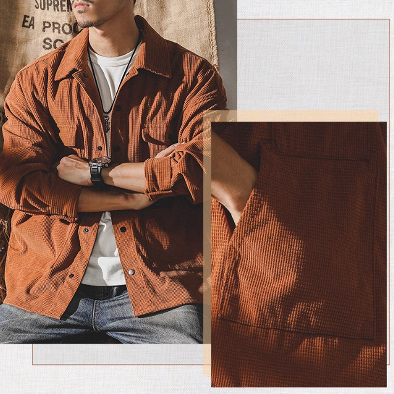 American retro corduroy work shirt V0076