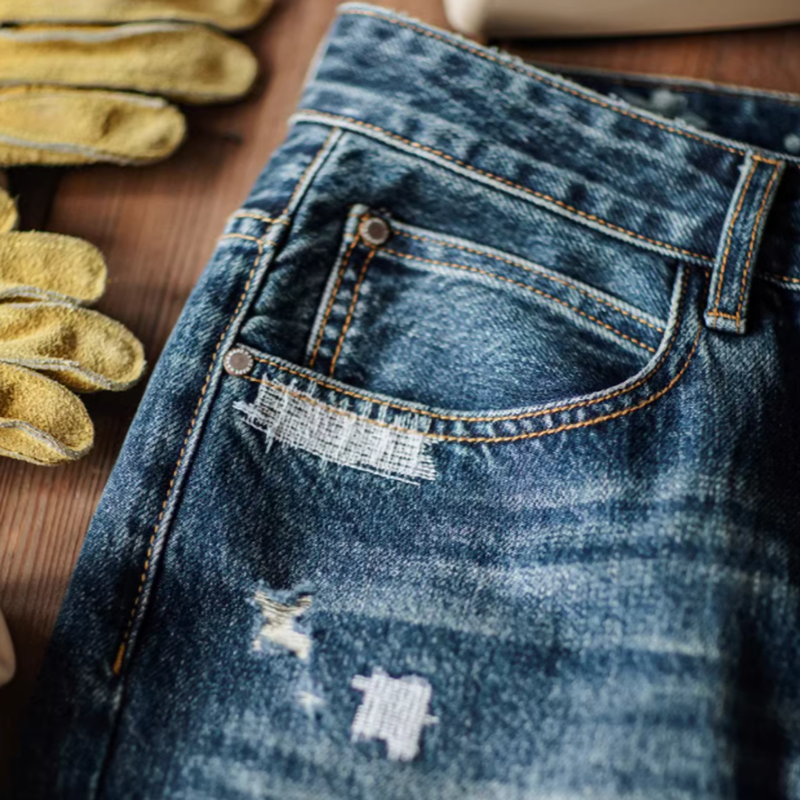 Washed distressed retro denim V0482