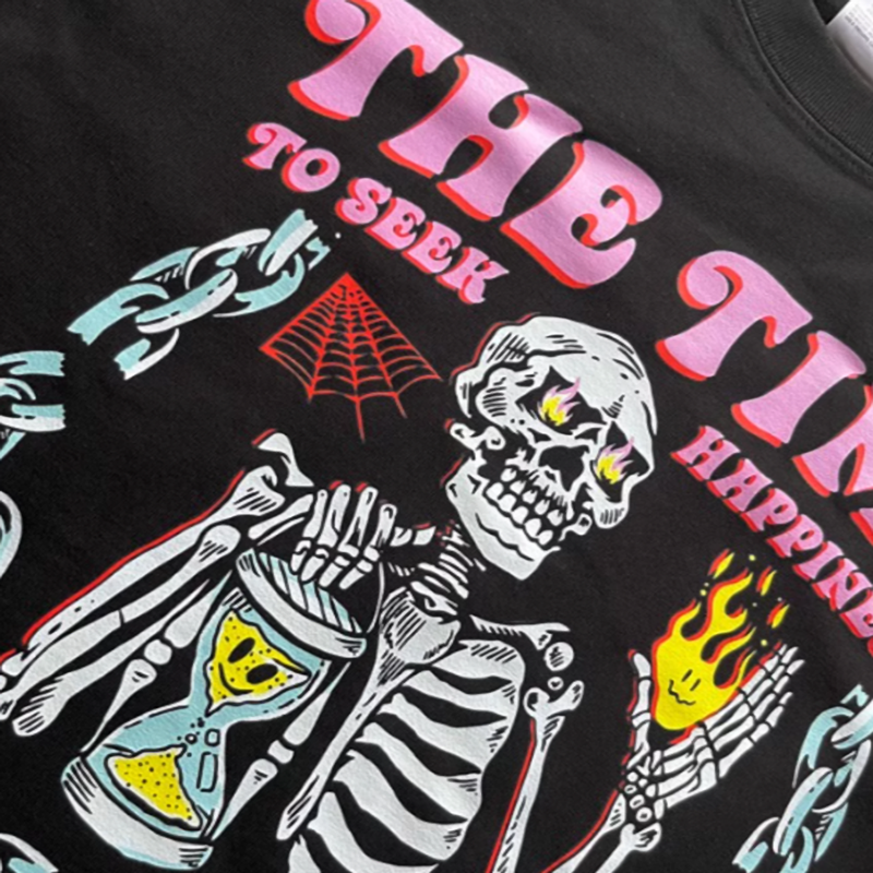Front skull print T-shirt V0498
