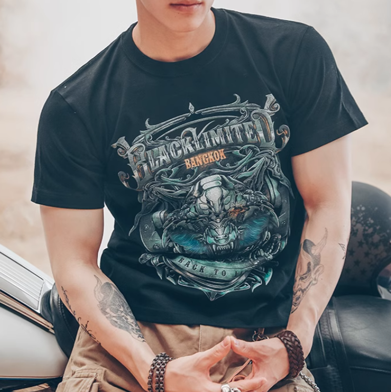 Metal dragon pattern print T-shirt V0040
