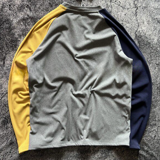 Color Clash Fleece long T-Shirt V0924