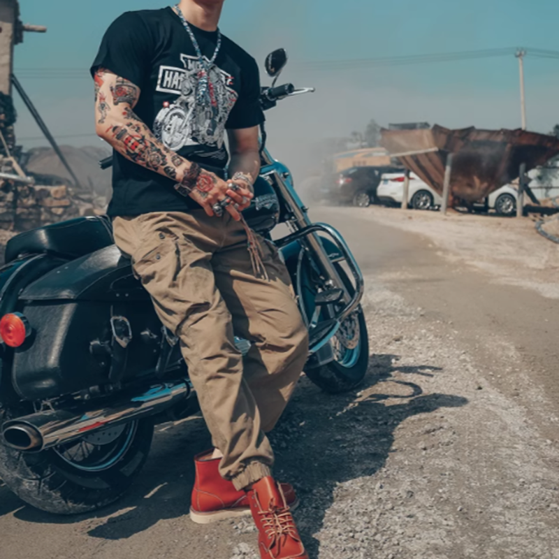 American Bike Print T-Shirt V0001