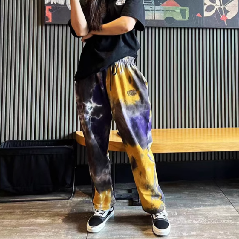Street tie-dye loose pants V0470