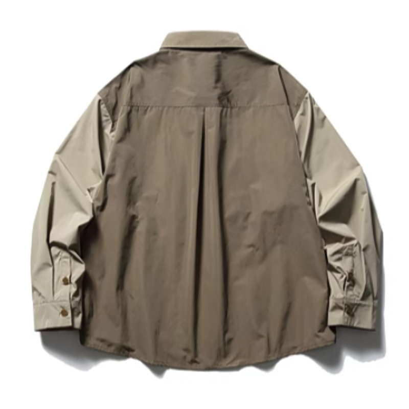 Retro Street Style Color-Blocked Work Shirt V0547