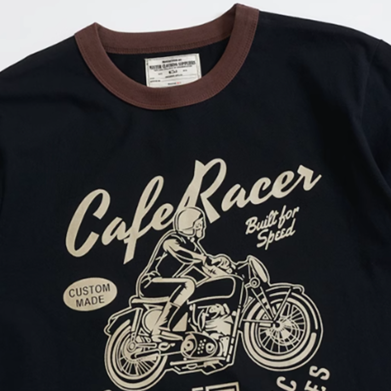 American retro bike logo T-shirt V0501
