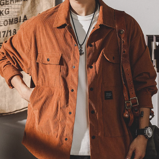 American retro corduroy work shirt V0076
