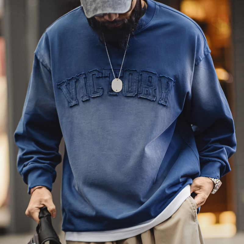 American retro washed long T-shirt V0509
