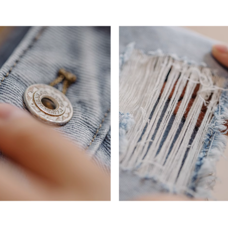 Distressed denim shorts V0643