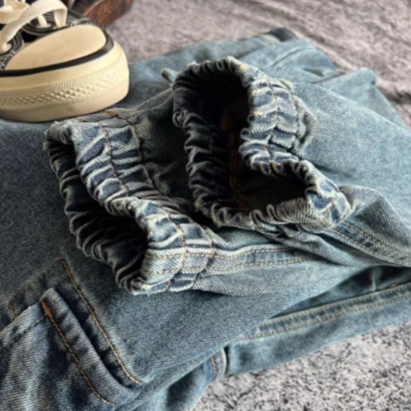 Stonewashed jogger denim pants V0523