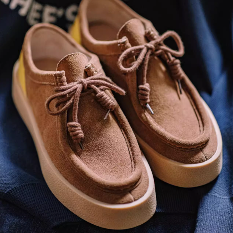 Retro suede moccasin shoes V0456