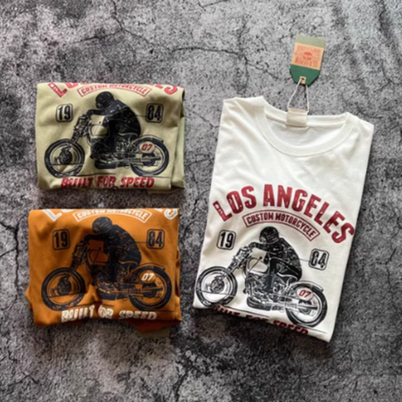 American retro bike logo T-shirt V0466
