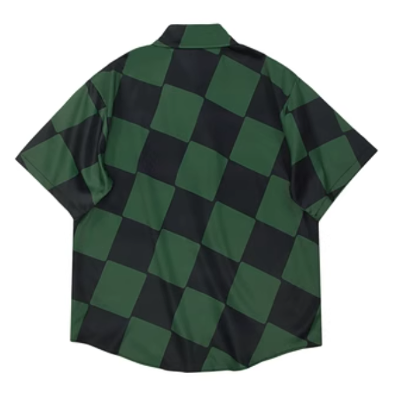 Retro Color Block Oversized Plaid Shirt V0554