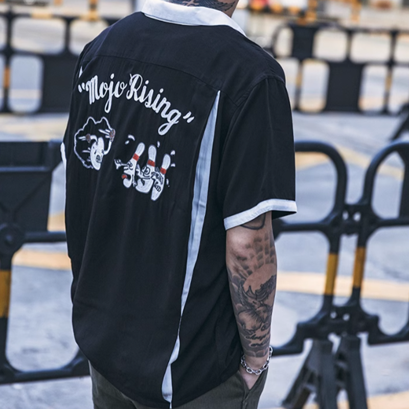 Cuban collar bowling shirt V0494