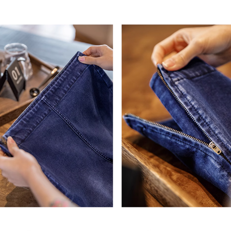 Vintage Side-Zip Wide-Leg Jeans