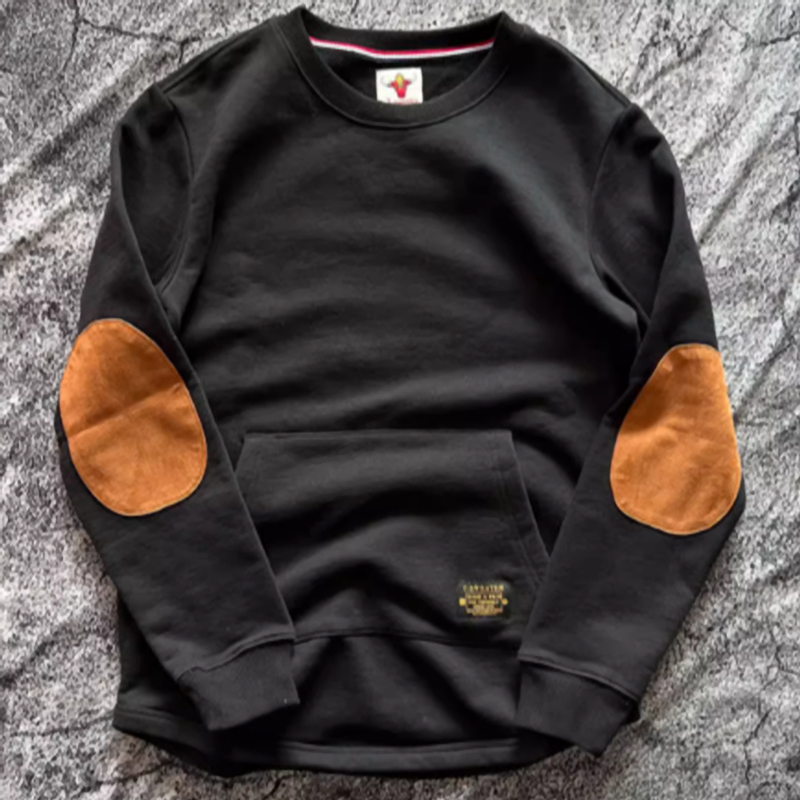 Retro suede patch sweatshirt V0430