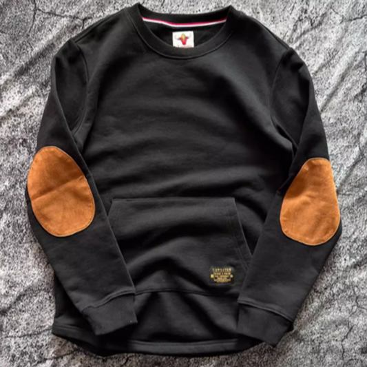 Retro suede patch sweatshirt V0430
