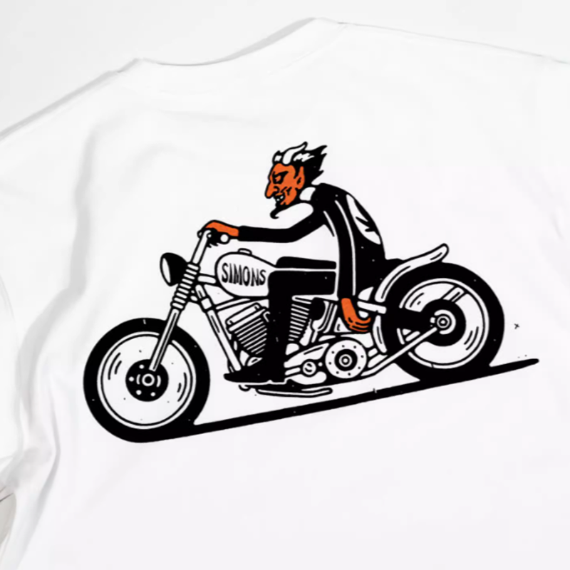 Oversized retro bike logo T-shirt V0502