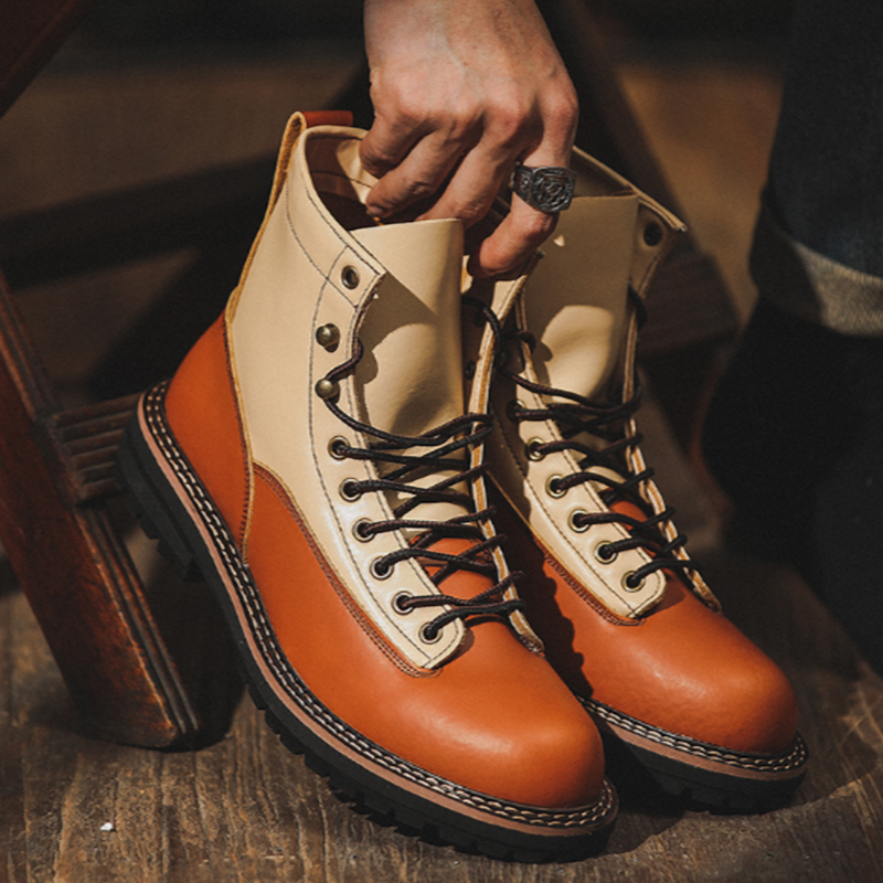 Retro Cowhide Work Boots V0795