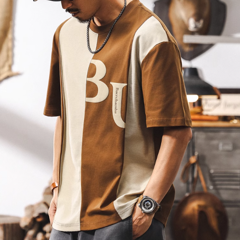 American Retro Bicolor Stitch Tee V0577