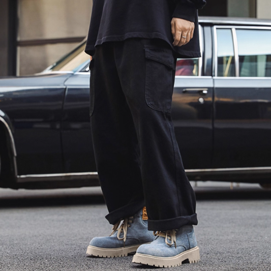 Vintage Canvas High-Top Work Boots V0747