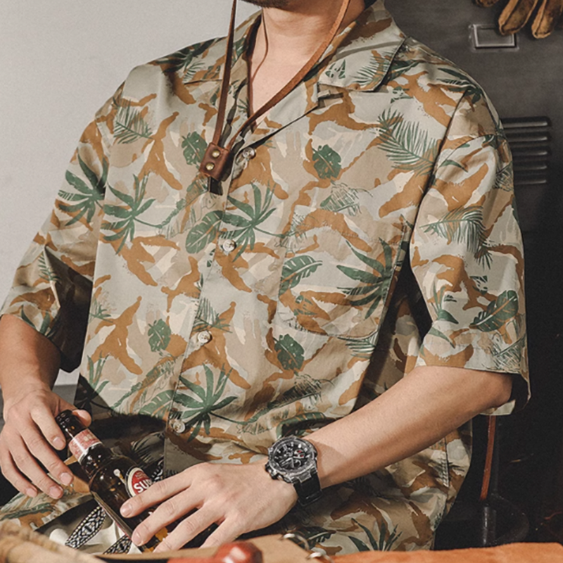 Cuban collar aloha shirt V0047