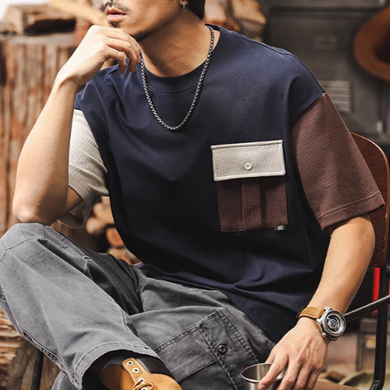 Heavyweight Retro Color Block Tee V0575