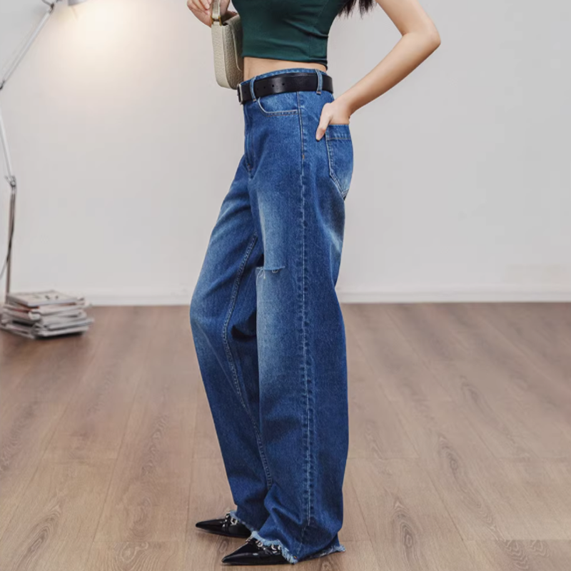 Retro Denim Drape Pants V0637