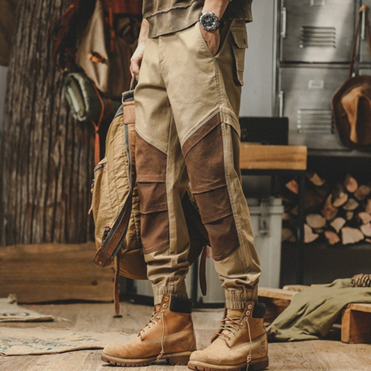 Retro Color-Block Cargo Pants V0711