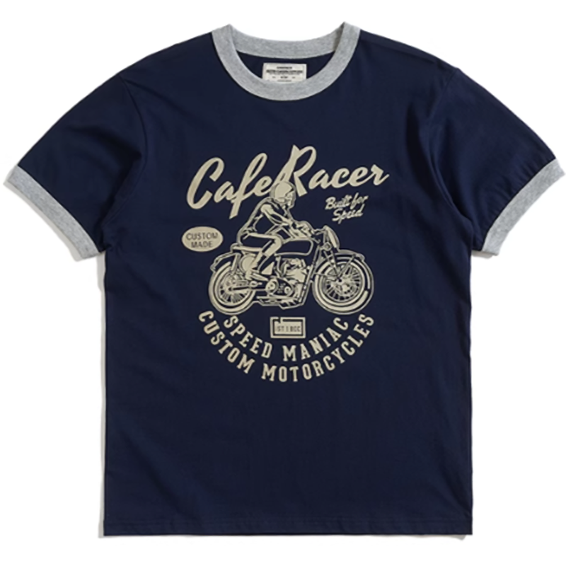 American retro bike logo T-shirt V0501