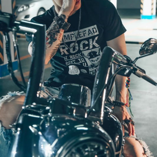 Rock Print Short T-Shirt V0002