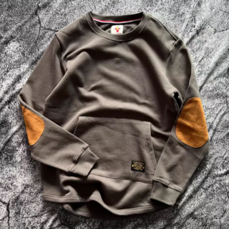 Retro suede patch sweatshirt V0430