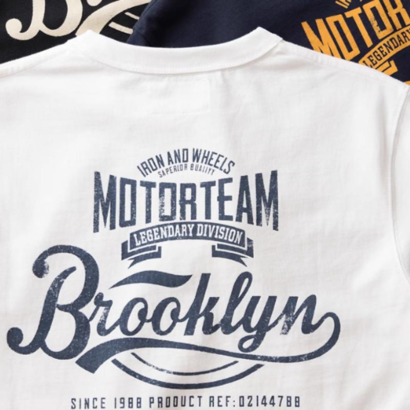 Heavyweight bike print long sleeve T-shirt V0168