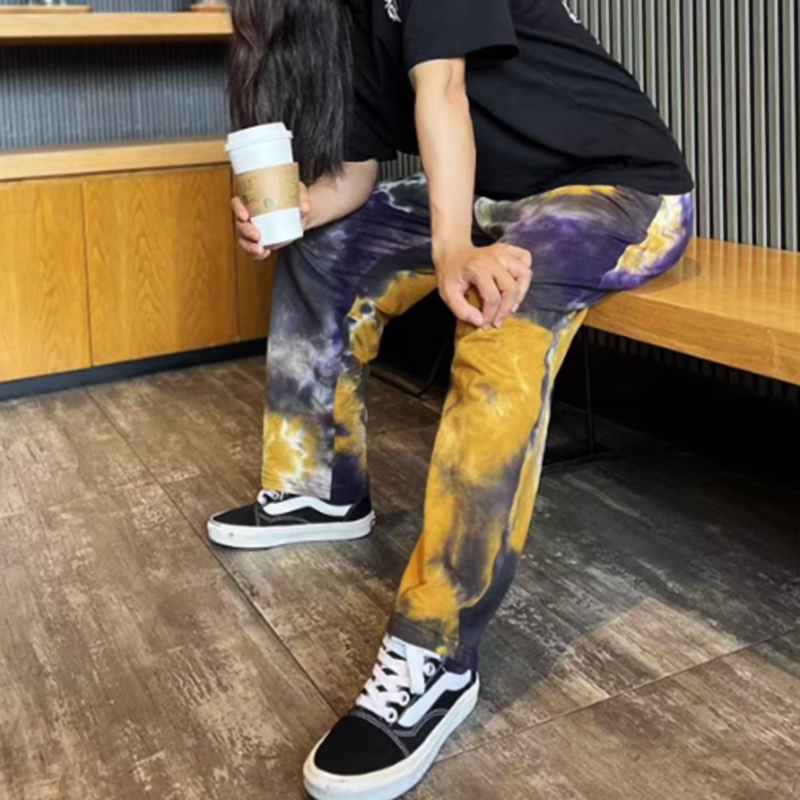 Street tie-dye loose pants V0470