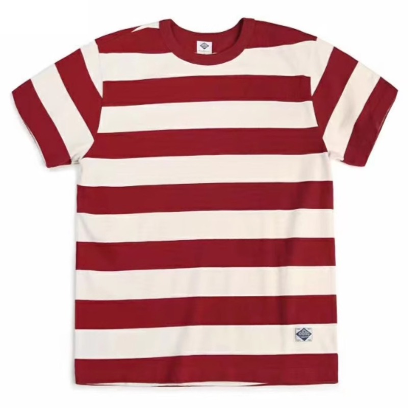 Round neck striped T-shirt V0493