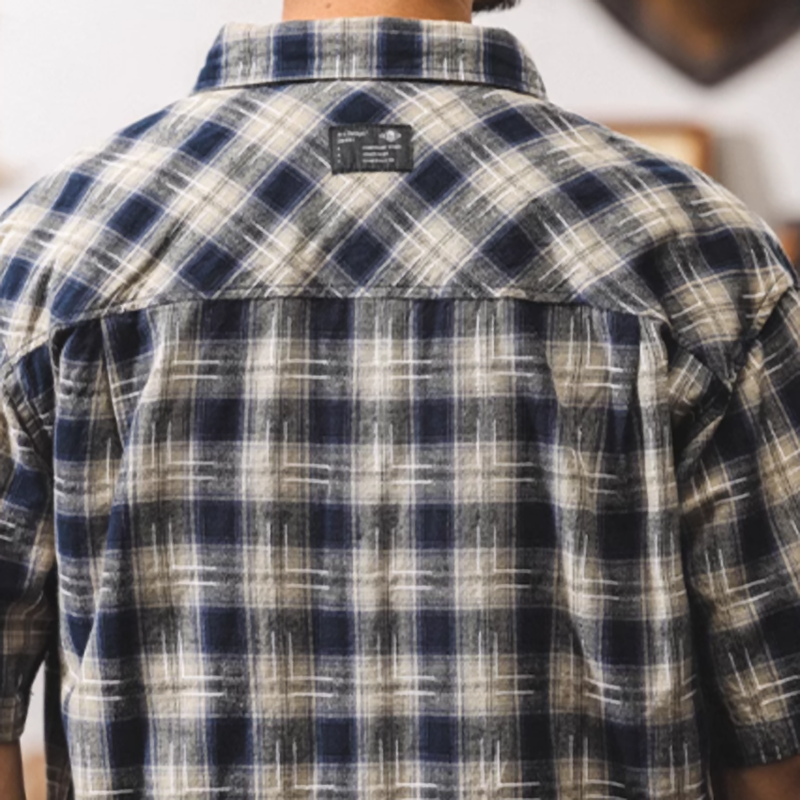 American retro plaid work shirt V0691