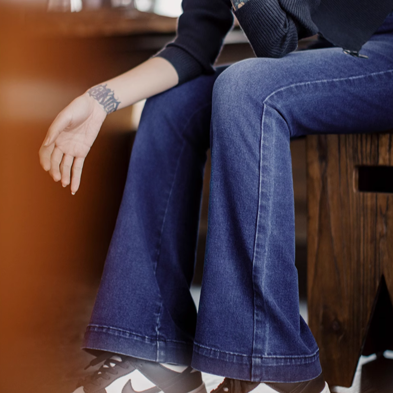 Vintage Side-Zip Wide-Leg Jeans