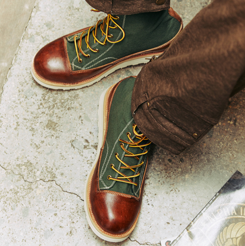 Retro Leather Biker Boots V0803