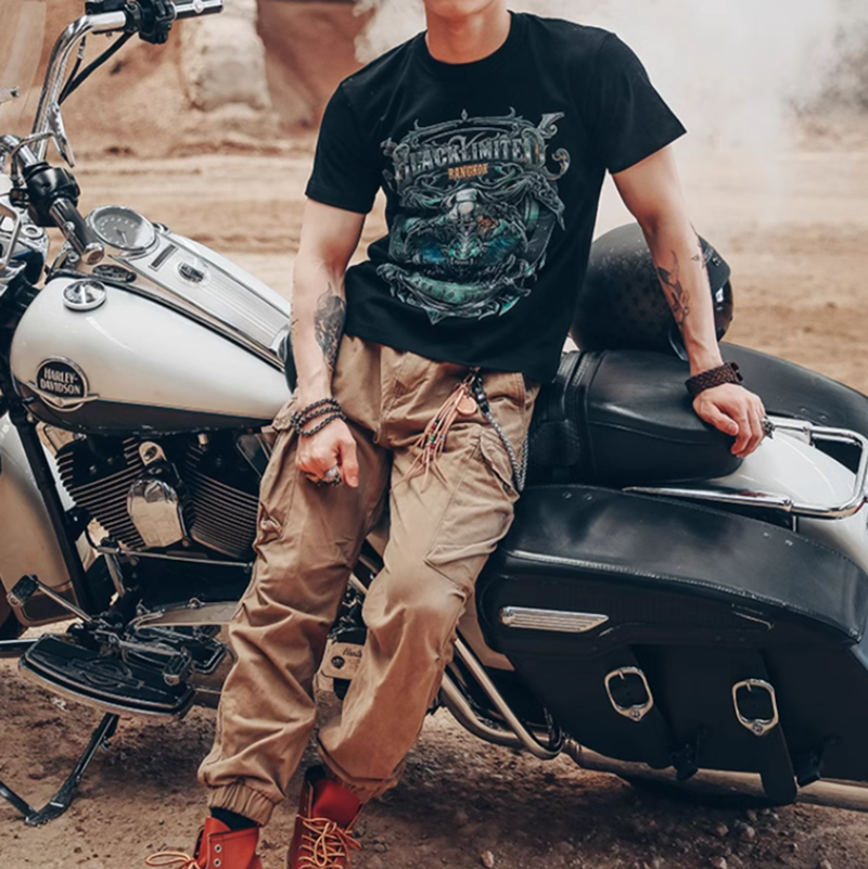 Metal dragon pattern print T-shirt V0040