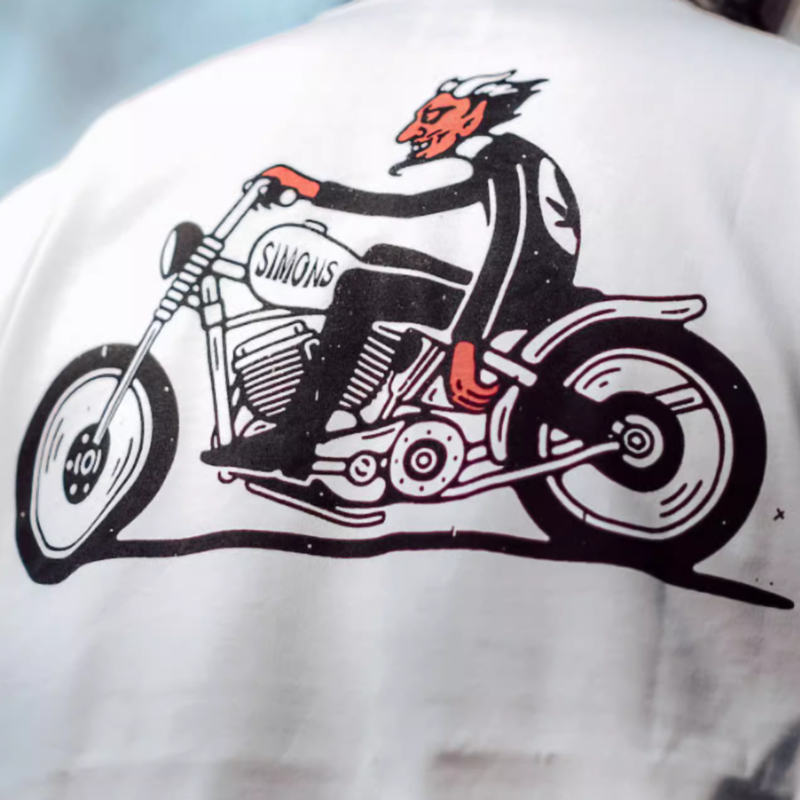Oversized retro bike logo T-shirt V0502
