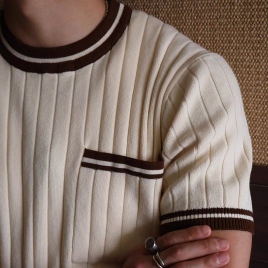 American vintage Rib knit Tee V0676