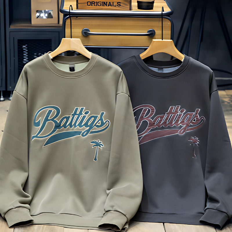 Fleece-lined retro logo sweatshirt V0203