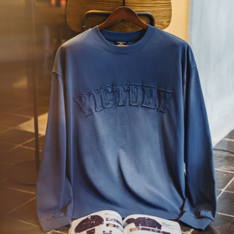 American retro washed long T-shirt V0509