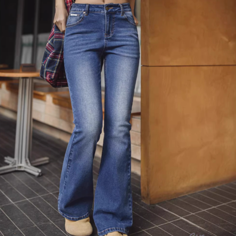 Vintage Blue Slim Flare Jeans V0641